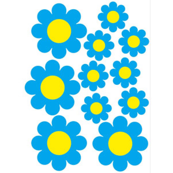 Цветочки , голубой (35х50)
