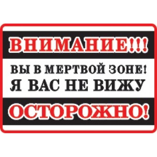 "Внимание! Вы в мертвой зоне! Я Вас не вижу" (25х17 см)